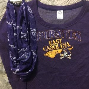 NWT East Carolina Univ Sweatshirt & Scarf — Sz Med